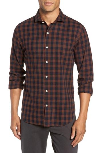 Men's Bonobos Unbutton Slim Fit Check Sport Shirt R - Brown