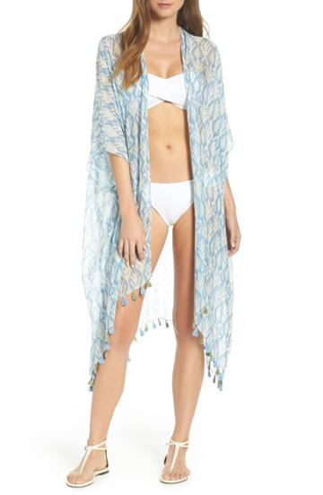Women's Pool To Party Kimono Cover-up, Size - Blue