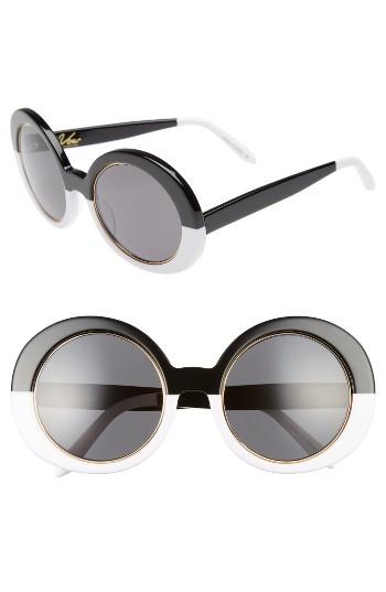 Women's Vow London Edie 51mm Round Sunglasses - Black/ White
