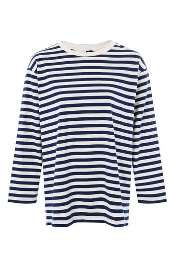 Women's Topshop Boutique Stripe Shirt Us (fits Like 0) - Blue