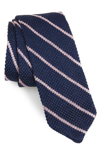 Men's The Tie Bar Stripe Knit Silk Tie, Size - Blue