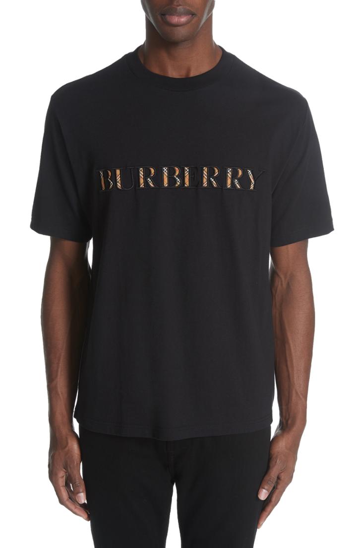 Men's Burberry Sabeto Embroidered Logo Tee - Black