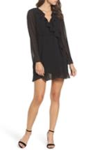Women's Bardot Dobby Faux-wrap Dress - Black