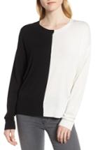 Women's Trouve Asymmetrical Colorblock Pullover Sweater - Black