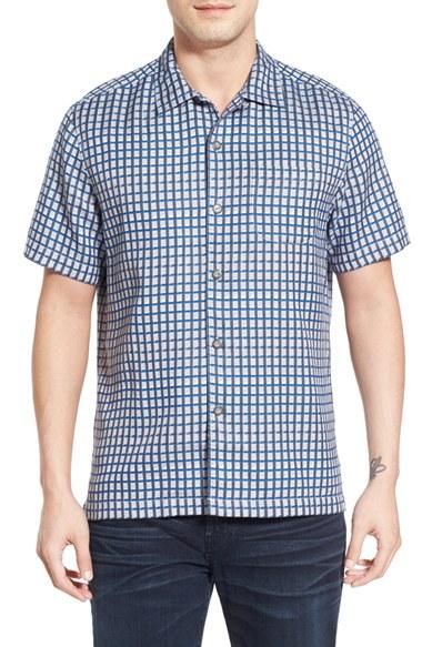 Men's Tommy Bahama 'squared Up' Regular Fit Windowpane Short Sleeve Sport Shirt