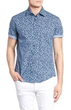 Men's Stone Rose Slim Fit Shark Print Sport Shirt (s) - Blue