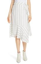 Women's Joie Stripe Silk Wrap Skirt - White