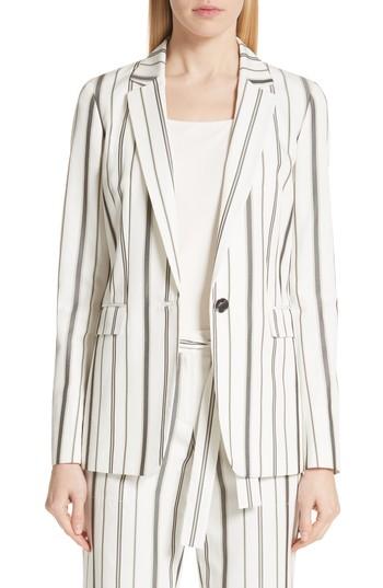 Women's Lafayette 148 New York Marie Stripe Silk Blend Blazer - White