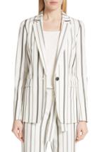 Women's Lafayette 148 New York Marie Stripe Silk Blend Blazer - White