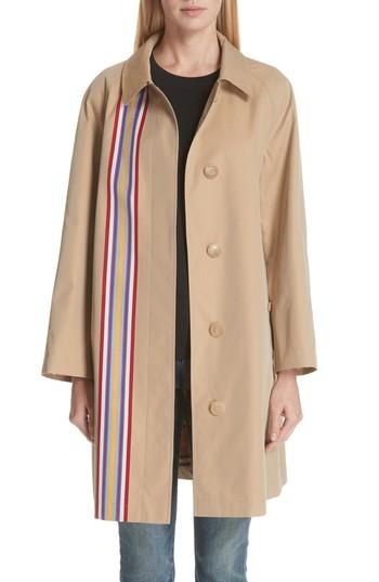 Women's Burberry Eastborne Collegiate Stripe Car Coat Us / 36 It - Yellow