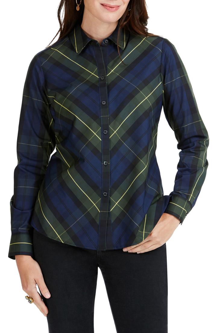 Women's Foxcroft Tina Lenox Tartan Shirt - Blue
