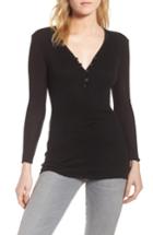 Women's James Perse Ribbed Cotton & Cashmere Henley - White