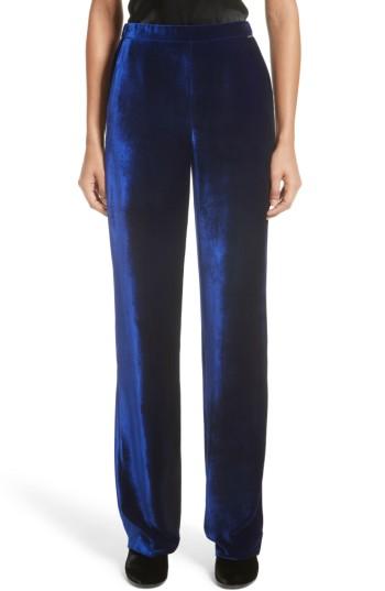 Women's St. John Collection Velvet Wide Leg Pants - Blue