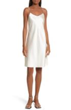 Women's Helmut Lang Zipper Detail Lacquered Silk Slipdress - White