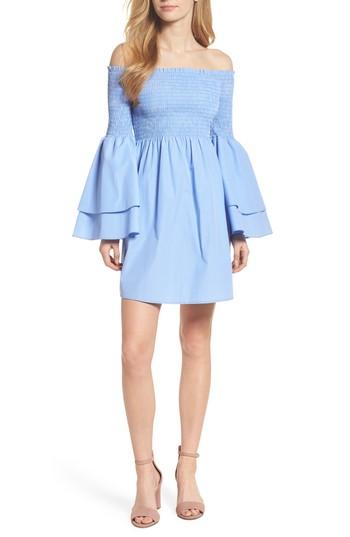 Women's Chelsea28 Smocked Off The Shoulder Bell Sleeve Dress - Blue