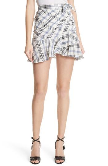 Women's Veronica Beard Kaia Check Ruffle Skirt - Blue