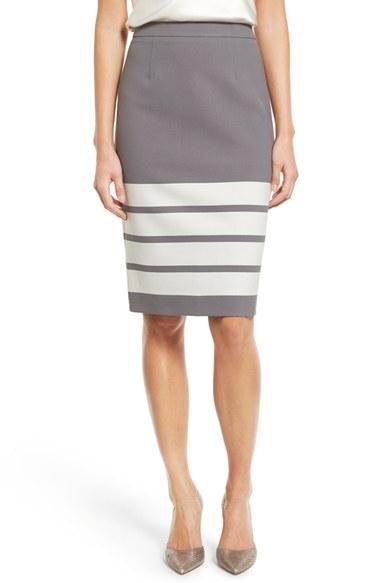 Women's Halogen Stripe Pencil Skirt