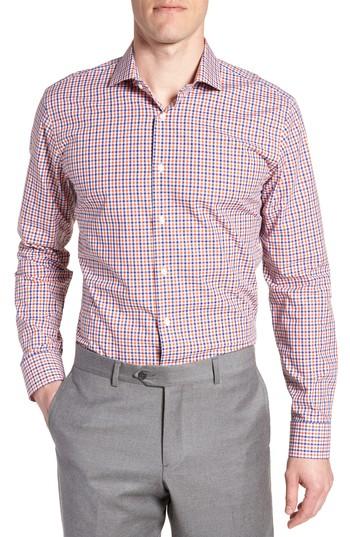 Men's Nordstrom Men's Shop Trim Fit Check Dress Shirt 32/33 - Orange