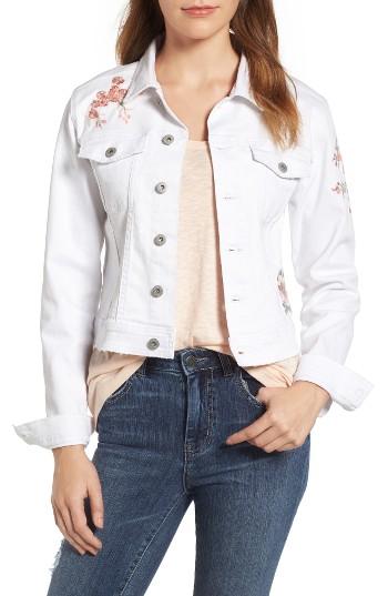 Women's Billy T Embroidered White Denim Jacket