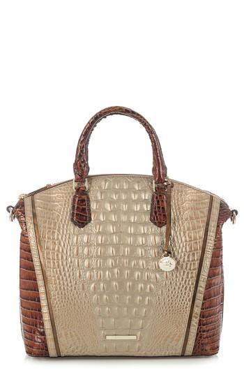 Brahmin Large Duxbury Croc Embossed Leather Satchel - Metallic