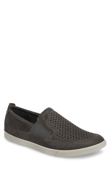Men's Ecco 'collin' Perforated Slip On Sneaker -8.5us / 42eu - Grey