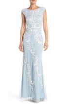 Women's Aidan Mattox Embroidered Mesh Gown