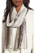 Women's Eileen Fisher Stripe Silk Scarf, Size - Grey