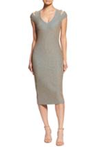 Women's Dress The Population Bryce Slit Sleeve Midi Dress - Metallic