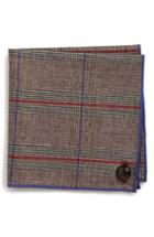 Men's Armstrong & Wilson Plaid Wool Pocket Square, Size - Brown