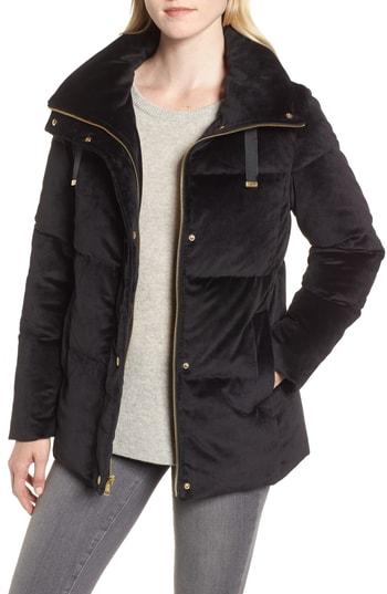 Women's Cole Haan Signature Quilted Velvet Jacket - Black