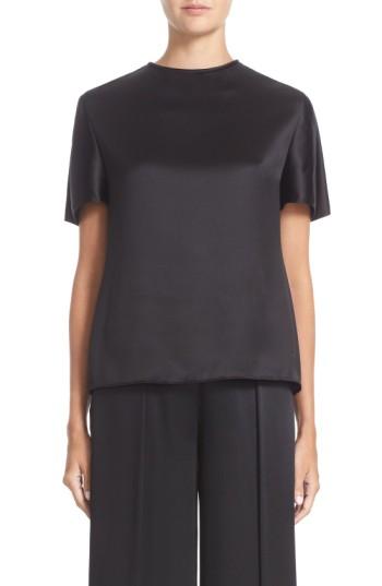 Women's Brandon Maxwell Short Sleeve Crepe Back Top - Black