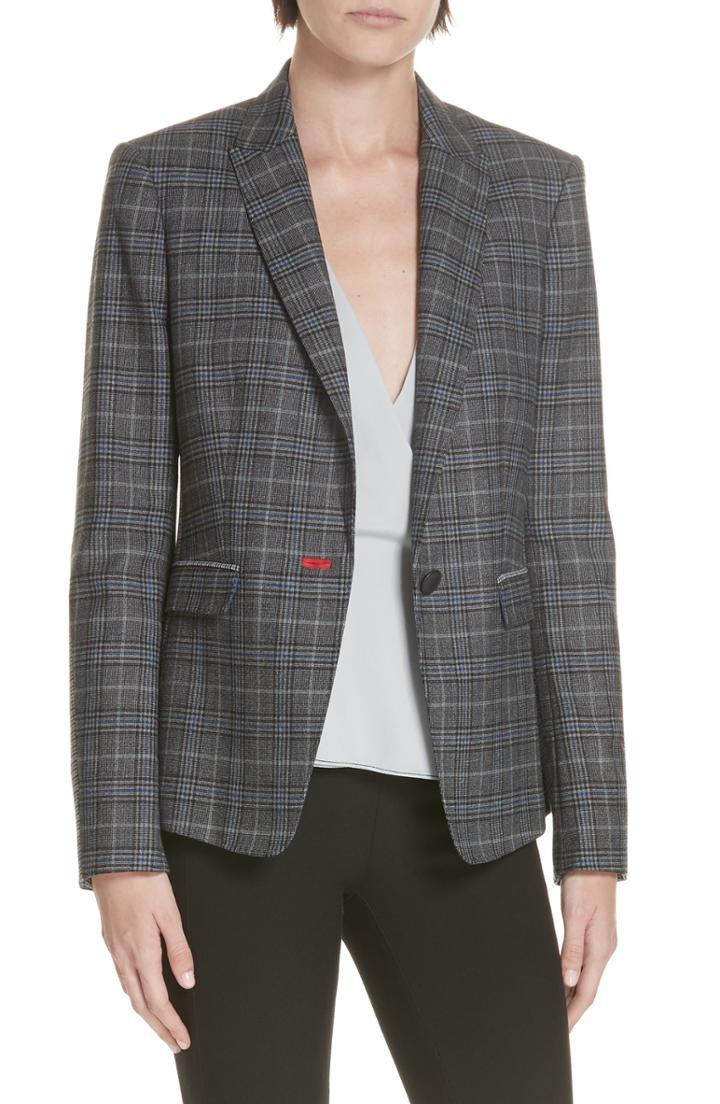 Women's Rag & Bone Lexington Plaid Blazer - Grey