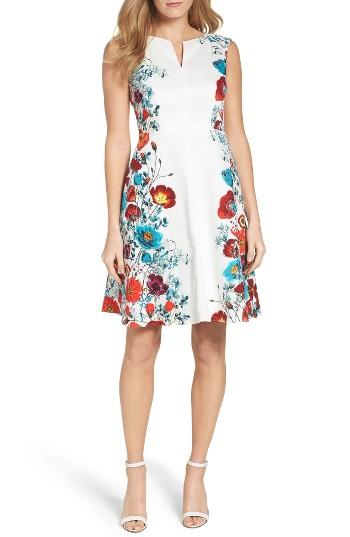 Women's Adrianna Papell Floral Fit & Flare Dress - Red
