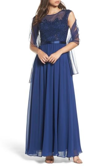 Women's Xcape Embellished Bodice Mesh A-line Gown