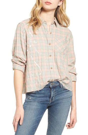 Women's Current/elliott The Ivie Plaid Shirt - Pink
