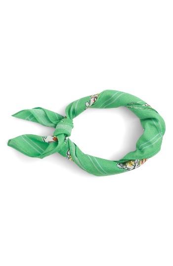 Women's J.crew Bermuda Map Print Cotton Bandana, Size - Green