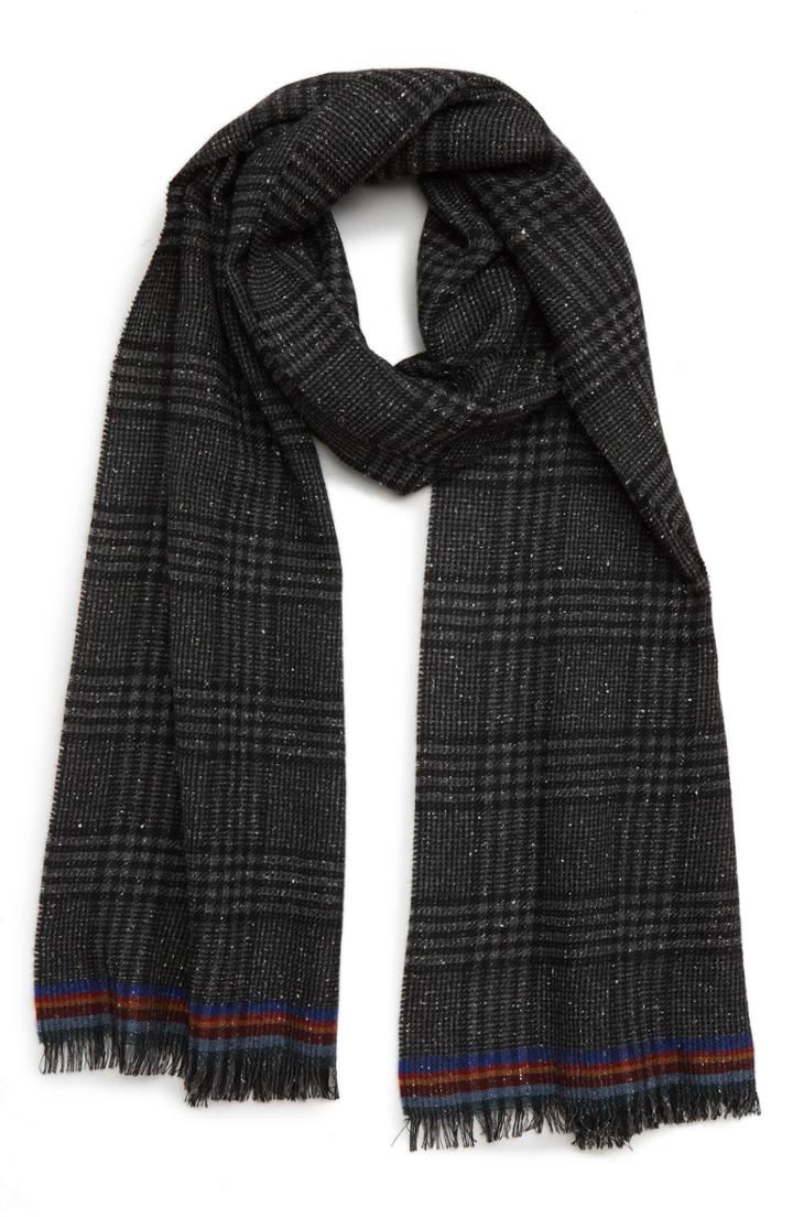 Men's Paul Smith Neppy Check Scarf, Size - Grey