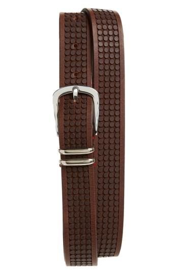 Men's Eleventy Embossed Leather Belt 0 Eu - Brown
