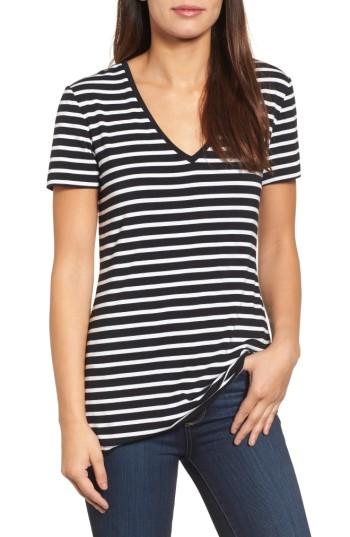 Women's Halogen V-neck Tunic Tee, Size - Black