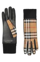 Women's Burberry Cashmere Lined Vintage Check & Leather Gloves - Brown