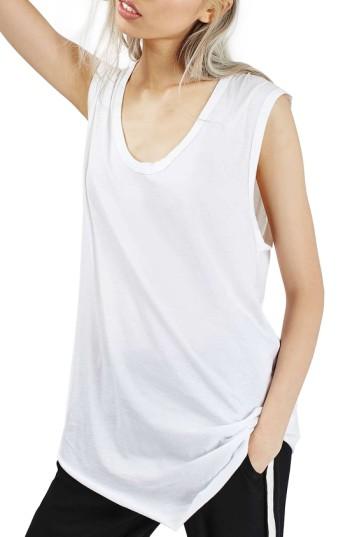 Women's Topshop Slouchy U-neck Tank Us (fits Like 2-4) - White