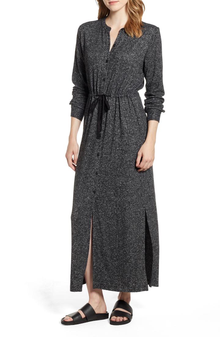 Women's Lou & Grey Brush Marl Maxi Shirtdress, Size - Grey