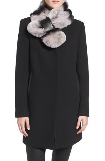 Women's 1 Madison Wool Blend Coat With Removable Genuine Rabbit Stole