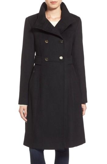 Women's Eliza J Wool Blend Long Military Coat - Black