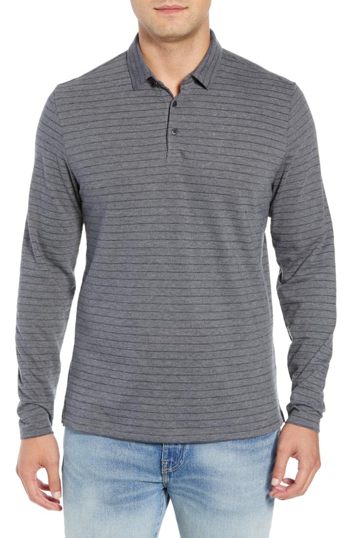 Men's Robert Barakett Annapolis Long Sleeve Polo - Grey