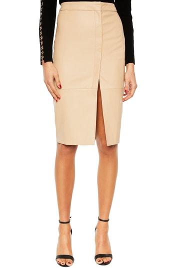Women's Bardot Dee Faux Leather Pencil Skirt - Beige
