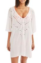 Women's Topshop Embroidered Cutout Cover-up Caftan - White