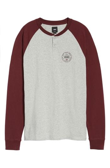 Men's Vans Denton Long Sleeve Henley, Size - Grey