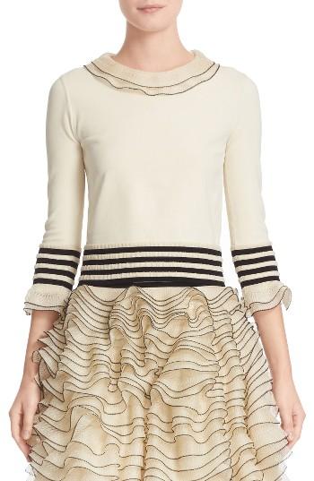 Women's Alexander Mcqueen Graphic Frill Knit Top - White