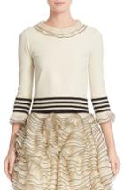 Women's Alexander Mcqueen Graphic Frill Knit Top - White